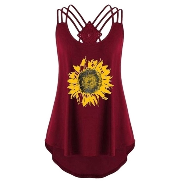 SHEIN Sunflower Strappy Sleeveless Summer Top Size Small - Picture 8 of 9